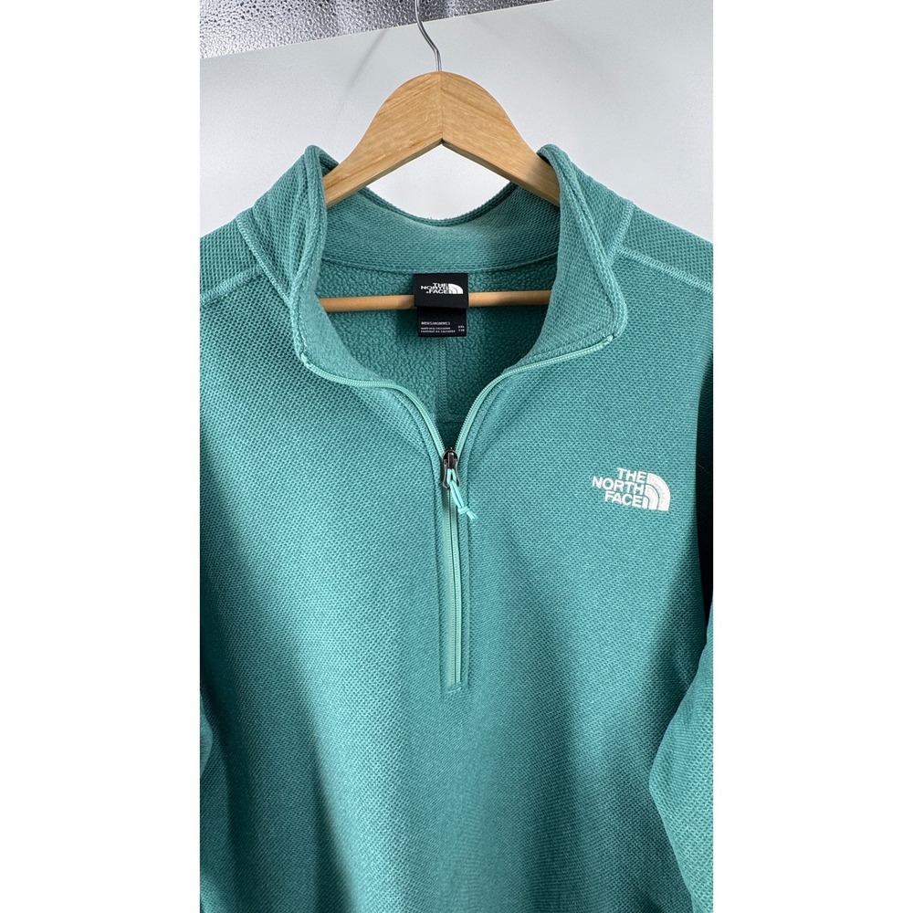 The North Face Quarter Zip Pullover Mens XXL Teal Fleece Outdoor Sweater - Picture 3 of 7